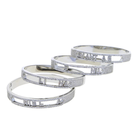 Personalized Name Paved 5A Cubic Zirconia Jewelry Customize Fashion Women DIY 26 Initial Alphabet Slider Letter Bangle Bracelets - Lootquake