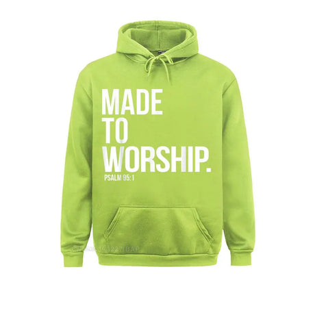 Made To Worship Psalm 95 1 Faith Based Christian Hoodie Print Mens Sweatshirts Plain Long Sleeve Hoodies Hip Hop Sportswears - Lootquake