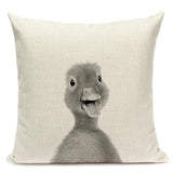 Black and White Cute Animals Cushion Cover - Animal Portrait Decoration Throw Pillow Case 45x45cm for Home Sofa Decor