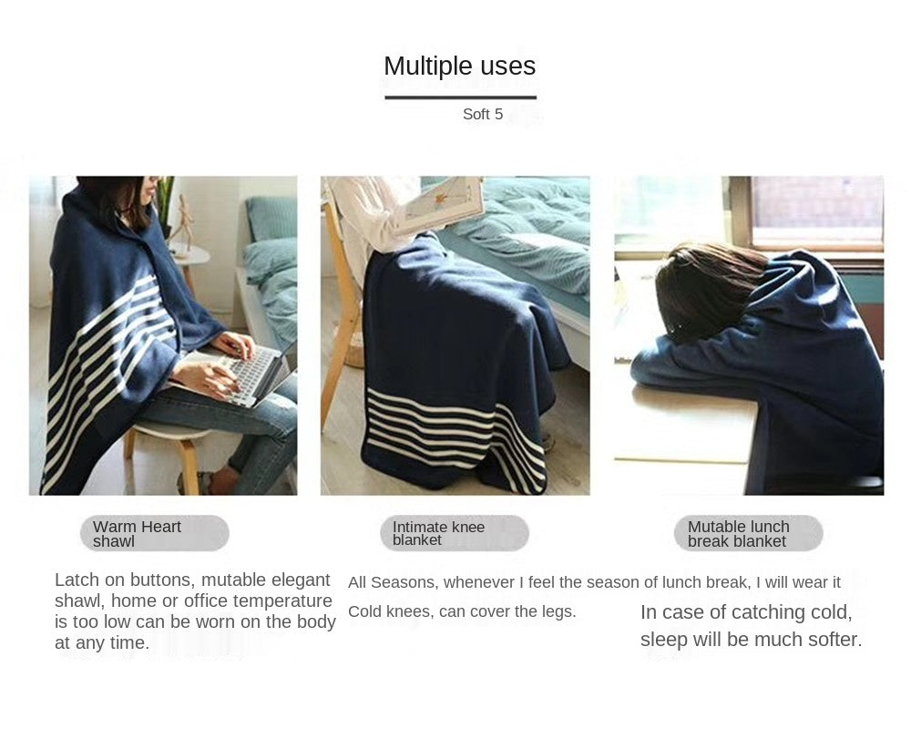 Wearable Plaid Fleece Blanket Polyester Blanket with Button Winte Warm Throws on Sofa Bed Travel Thicken Bedroom Plaids  Blanket