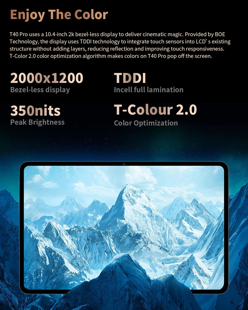 Tablette Teclast T40 Pro 10,4 pouces 8 Go RAM ROM 128 Go Android 11/12 7000 mAh charge rapide 2000 x 1200 UNISOC T618/T616 8 cœurs réseau 4G, Wifi, 13 MP + 8 MP