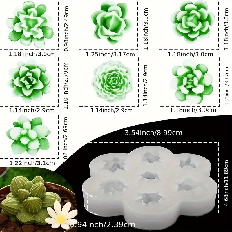 Succulent Plant Candle Mold 3D Succulent Silicone Mold Is Used for Scented Candle Resin Casting, Dessert Cake Decoration