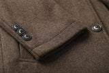 Woolen Coat Men Winter Windbreaker Long Thick Wool Jackets abrigo hombre Man Stand Collar Single Breasted With Vest Woolen Coats - Lootquake