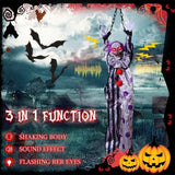 NNEOBA Halloween Animated Talking Scary Clown Hanging Decoration