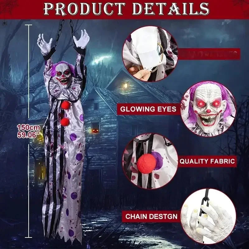 NNEOBA Halloween Animated Talking Scary Clown Hanging Decoration