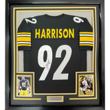 Camiseta de fútbol americano de Pittsburgh Beckett BAS COA enmarcada, autografiada y firmada por James Harrison, 35 x 39, color negro