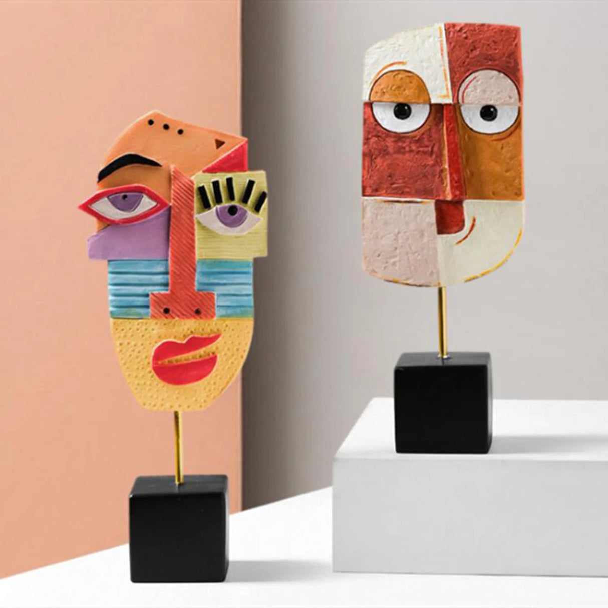 Estatua creativa de arte facial, escultura de resina, artesanía, figura abstracta para sala de estar, adorno para el hogar, oficina, decoración de escritorio, regalo