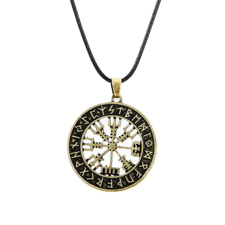 New Odin Symbol Rune Amulet Ally Chain Compass Viking Pendant Necklace Vegvisir Fashion Vintage Necklaces Jewelry Couple Gifts - Lootquake