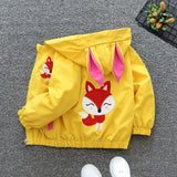 Cartoon Girls Jackets Cute Little Fox Kids Windbreaker Hooded Baby Coat Spring Autumn Children Outwear Toddler Girl Clothes - Lootquake