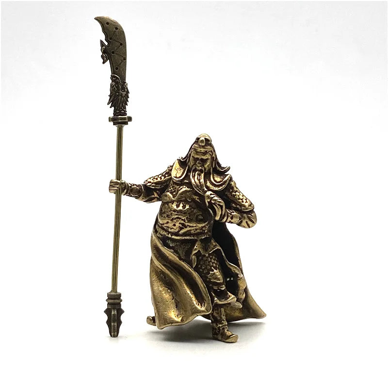 Copper Chinese Feng Shui Guan Gong Statue God of War Antique Sculpture Home Decoration Feng Shui Ornament Desk Decor Craft