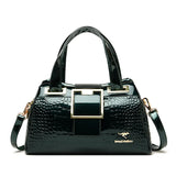 2-Layer Large Capacity Tote Bag | Luxury Handbags Women's Designer Crocodile Pattern Ladies Boston Shoulder Bag (High Quality)