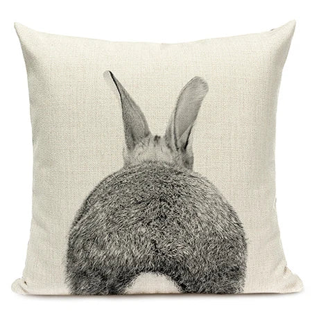 Black and White Cute Animals Cushion Cover - Animal Portrait Decoration Throw Pillow Case 45x45cm for Home Sofa Decor