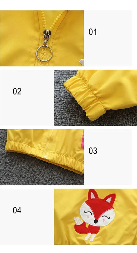 Cartoon Girls Jackets Cute Little Fox Kids Windbreaker Hooded Baby Coat Spring Autumn Children Outwear Toddler Girl Clothes - Lootquake