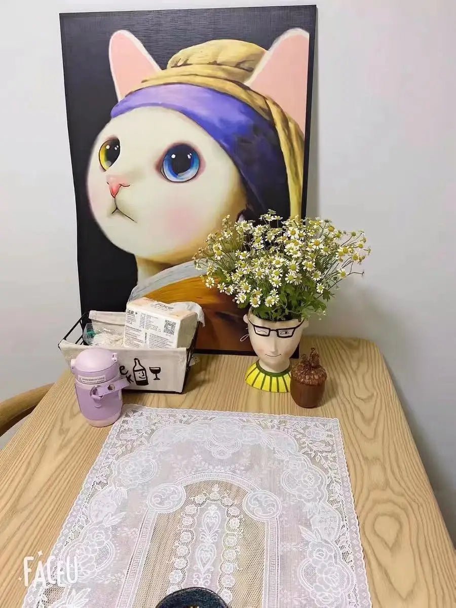 Statue Head Portrait Sculpture Ornament Bonsai Handmade Art Pot Bum Ceramic Vase Plaster Living Room Home Decor Dried Flowers