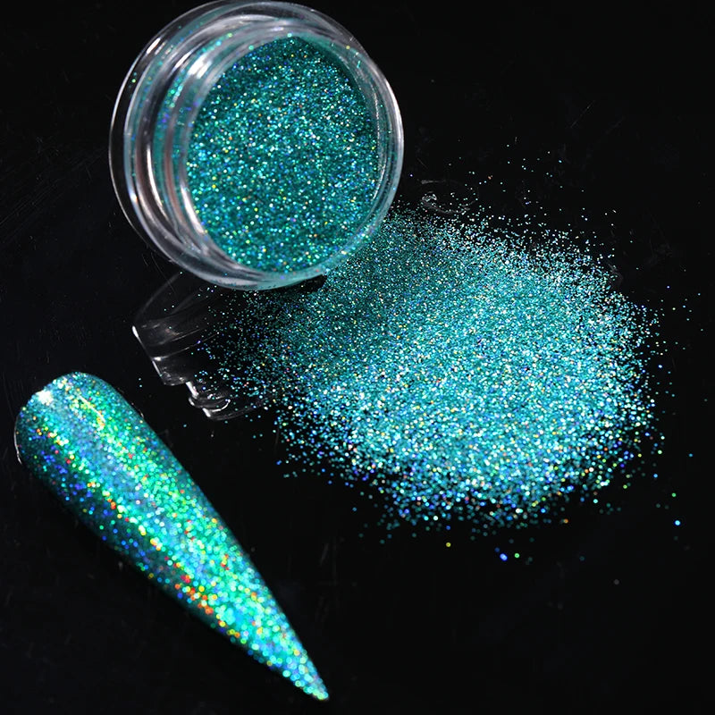 HOT Sale iridescent Powder on Nails iridescent Silver Glitter Chrome Nail Art Pigment Dust Shiny Gel Polish Flakes for Manicures