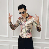 Ropa de franela con estampado de moda para invierno, elegante vestido de fiesta, camisas nuevas de manga larga, camisas casuales de terciopelo barroco, camisas de seda para hombre