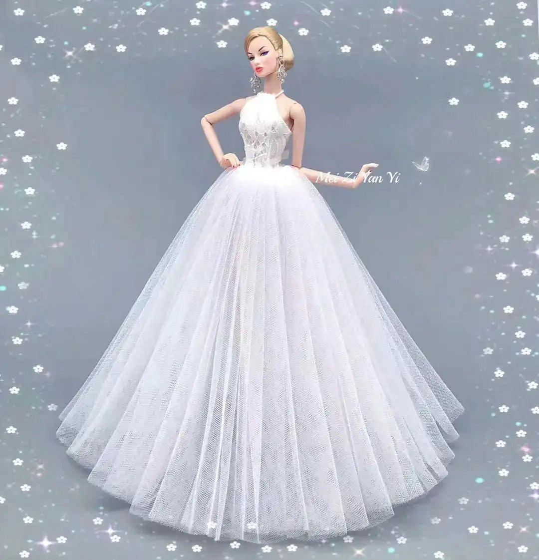 fashion for barbie elegant lady wedding dress for barbie doll clothes princesa for bjd 1/6 dress long dress accessories - Lootquake
