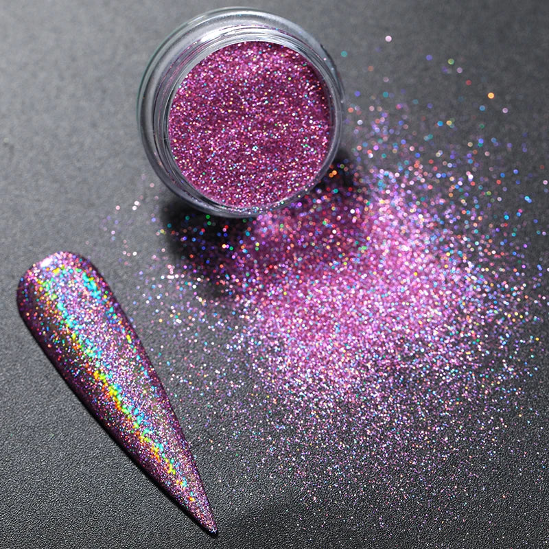 HOT Sale iridescent Powder on Nails iridescent Silver Glitter Chrome Nail Art Pigment Dust Shiny Gel Polish Flakes for Manicures