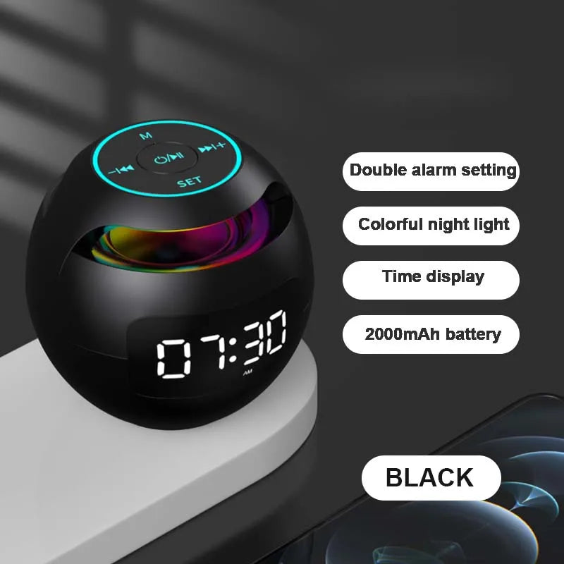 Nuevo mini altavoz Bluetooth inalámbrico con pantalla LED, despertador, tarjeta TF, reproductor de música MP3 para PC y teléfono.