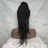 30" Braided Lace Front Wig for Black Women | African Braids with Baby Hair | Synthetic Glueless Mat Wig