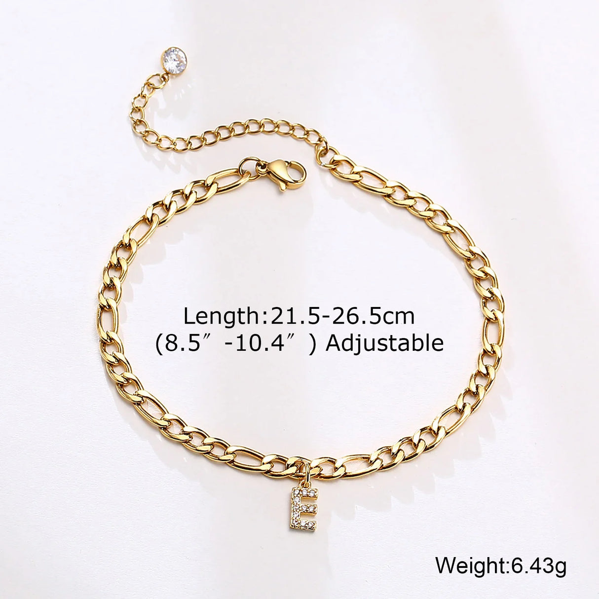 Crystal A-Z Letter Initial  Anklets Bracelet for Women ,Cuban Link Anklet Stainless Steel Beach Leg Foot Chains Wholesale