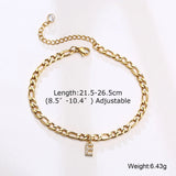 Crystal A-Z Letter Initial  Anklets Bracelet for Women ,Cuban Link Anklet Stainless Steel Beach Leg Foot Chains Wholesale