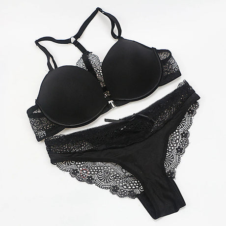 New Fashion Bralette Sexy Lingerie Seamless Push Up Bra Sets Front Closure Candy Color Underwear Women Small Size Brassiere - Lootquake