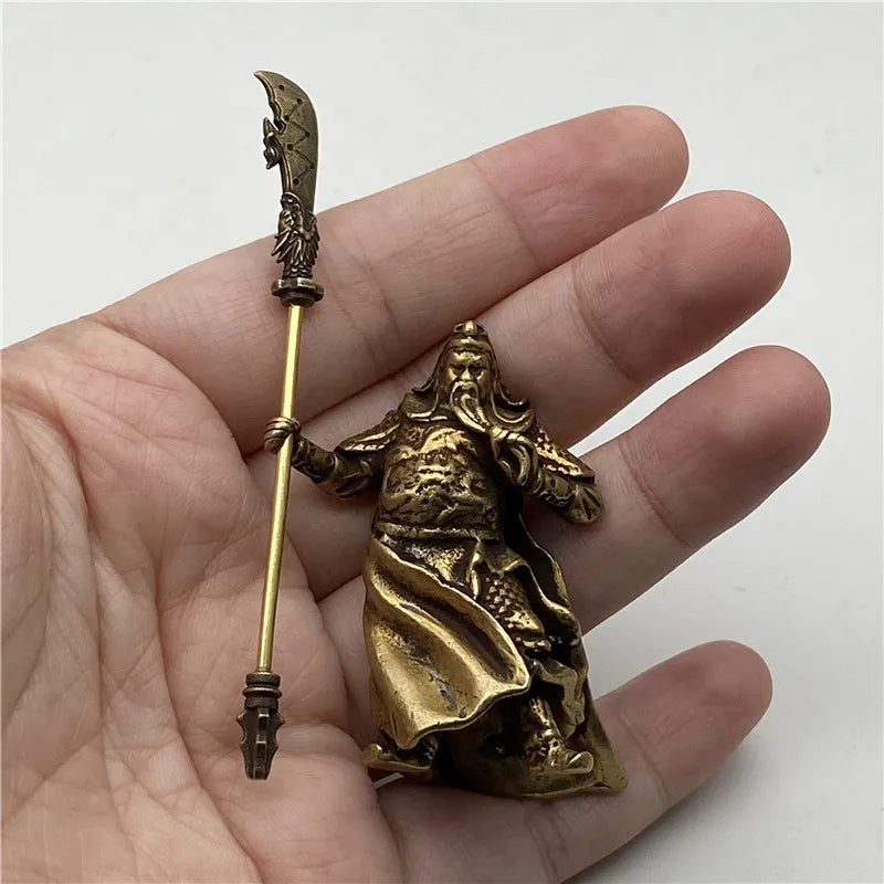Copper Chinese Feng Shui Guan Gong Statue God of War Antique Sculpture Home Decoration Feng Shui Ornament Desk Decor Craft