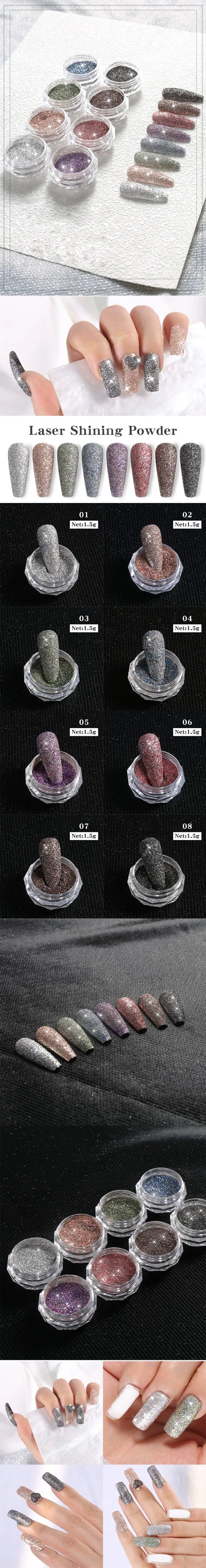 HOT Sale iridescent Powder on Nails iridescent Silver Glitter Chrome Nail Art Pigment Dust Shiny Gel Polish Flakes for Manicures