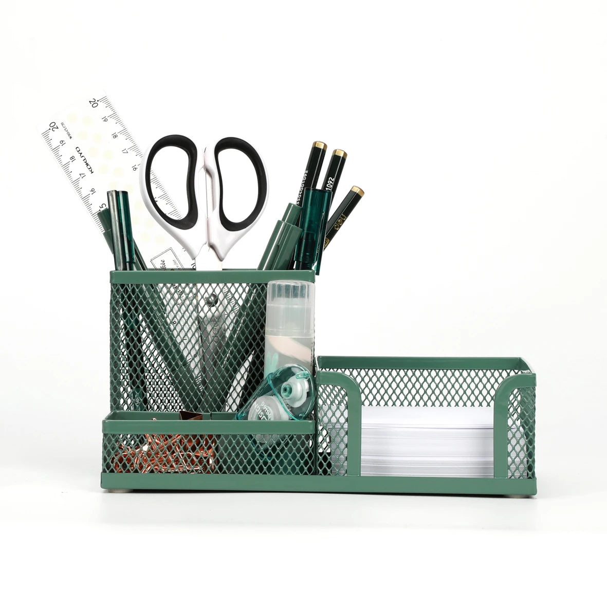 Mesh Desk Organizer Metal Office Storage Box with Compartment Stationery Holder Office Supplies
