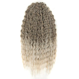 24" Water Wave Crochet Hair | Ombre Blonde Brown | Curly Twist Braids | Synthetic Braiding Hair Extensions | 60 Strands
