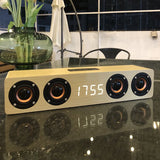 Altavoz Bluetooth de madera, portátil, inalámbrico, subwoofer, reloj, caja de sonido, ordenador de casa, barra de sonido de pared, estéreo HiFi, TF, AUX, disco U