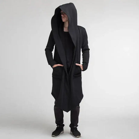 Men's Winter Hooded Cardigan Trench Coat Streetwear Solid Color Windbreaker Leisure Fashion Fleece-lined Jacket Vintage Hoodie - Lootquake