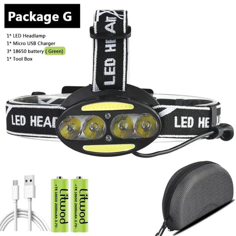 Head Lamp Headlamp Headlight Flashlight Torch Lanterna 4 Xm-l Sensor Led Bulbs Litwod Camping / Cycling Hunting Hiking Lithium - Lootquake