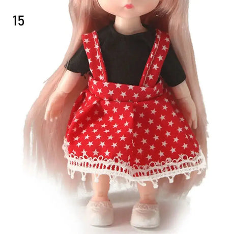 Dolls Clothes Suit For 16cm Doll Dress Up Accessories Sleeveless Top Casual Pants Denim Grid Dress Skirt Daily Wear Accessories - Lootquake