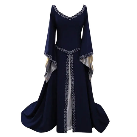 Vintage Gothic Dress Cosplay Costumes Autumn Winter Long Sleeve Medieval Witch Long Dress Halloween Costumes Vestidos de Fiesta - Lootquake