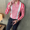 British Style Striped Shirts Mens Long Sleeve Business Formal Dress Shirt Casual Slim Fit Dress Streetwear Social Party Clothing - Lootquake