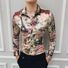 Ropa de franela con estampado de moda para invierno, elegante vestido de fiesta, camisas nuevas de manga larga, camisas casuales de terciopelo barroco, camisas de seda para hombre