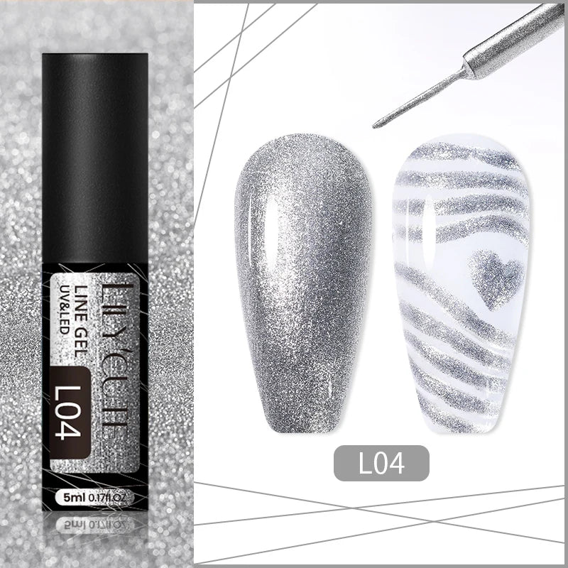 LILYCUTE 5ml Liner Gel Nail Polish UV LED Nail Art Paint Gel Gorgeous Glitter French Effect Semi Permanent Nail Painting UV Gel
