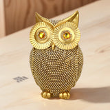Modern Home Decor Sculpture Unique Sparkling Golden Owl Figurine Resin Statue for Office Living Room Desktop Ornaments