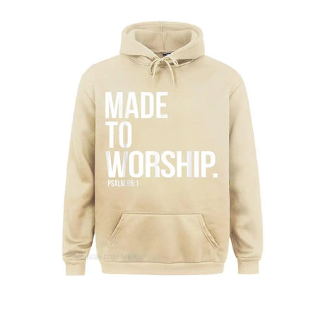 Made To Worship Psalm 95 1 Faith Based Christian Hoodie Print Mens Sweatshirts Plain Long Sleeve Hoodies Hip Hop Sportswears - Lootquake