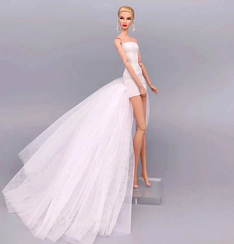 fashion for barbie elegant lady wedding dress for barbie doll clothes princesa for bjd 1/6 dress long dress accessories - Lootquake