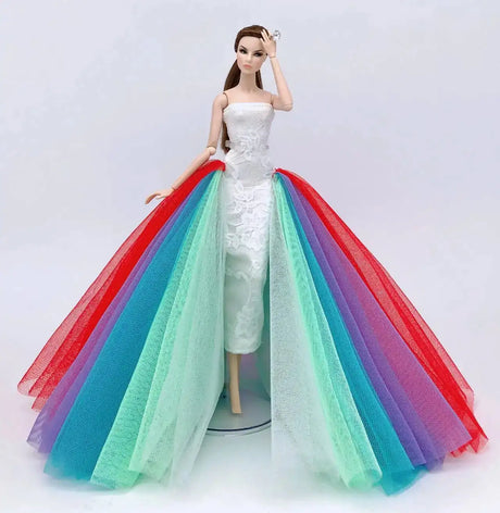 fashion for barbie elegant lady wedding dress for barbie doll clothes princesa for bjd 1/6 dress long dress accessories - Lootquake