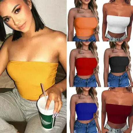 New Summer Solid Women Sexy Tank Top Bustier Bra Vest Crop Top Bralette Singlet T-Shirt Vintage Sleeveless Top - Lootquake