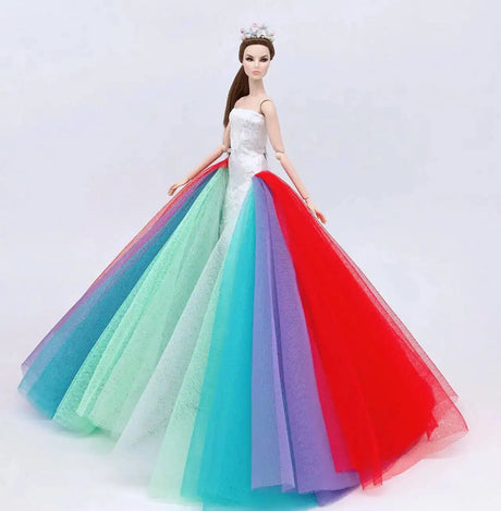 fashion for barbie elegant lady wedding dress for barbie doll clothes princesa for bjd 1/6 dress long dress accessories - Lootquake