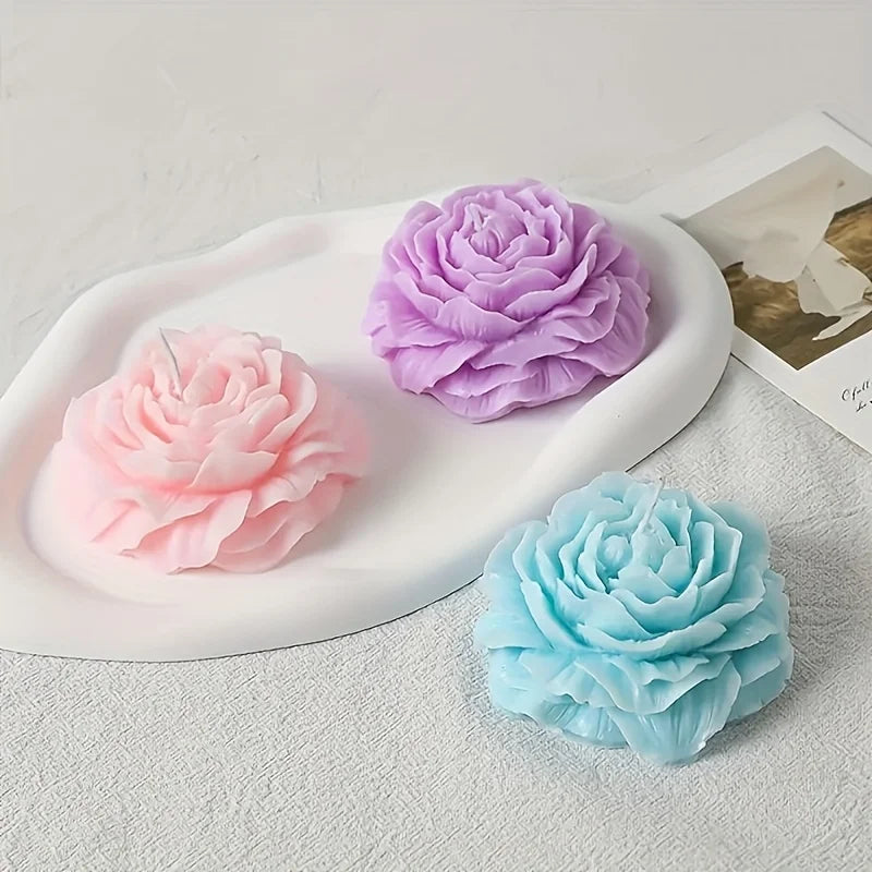 Moule en silicone 3D en forme de pivoine pour bougie parfumée, pour décoration de mariage en famille
