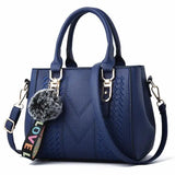 Embroidery Messenger Bags Women Leather Handbags Bags for Women Sac a Main Ladies hair ball Hand Bag - Lootquake