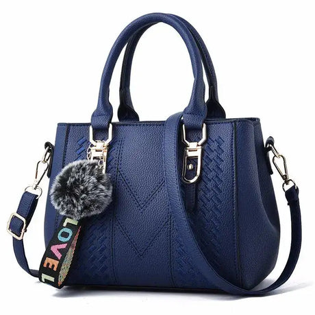 Embroidery Messenger Bags Women Leather Handbags Bags for Women Sac a Main Ladies hair ball Hand Bag - Lootquake