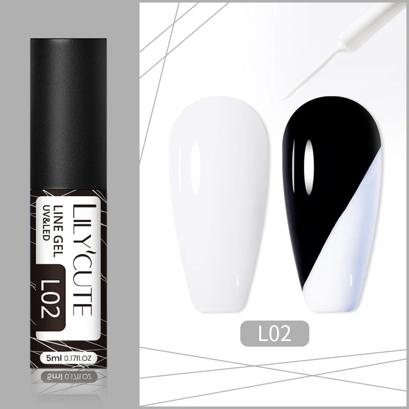 LILYCUTE 5ml Liner Gel Nail Polish UV LED Nail Art Paint Gel Gorgeous Glitter French Effect Semi Permanent Nail Painting UV Gel