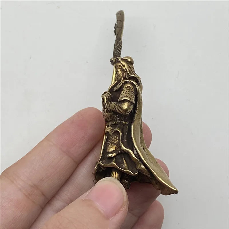 Copper Chinese Feng Shui Guan Gong Statue God of War Antique Sculpture Home Decoration Feng Shui Ornament Desk Decor Craft